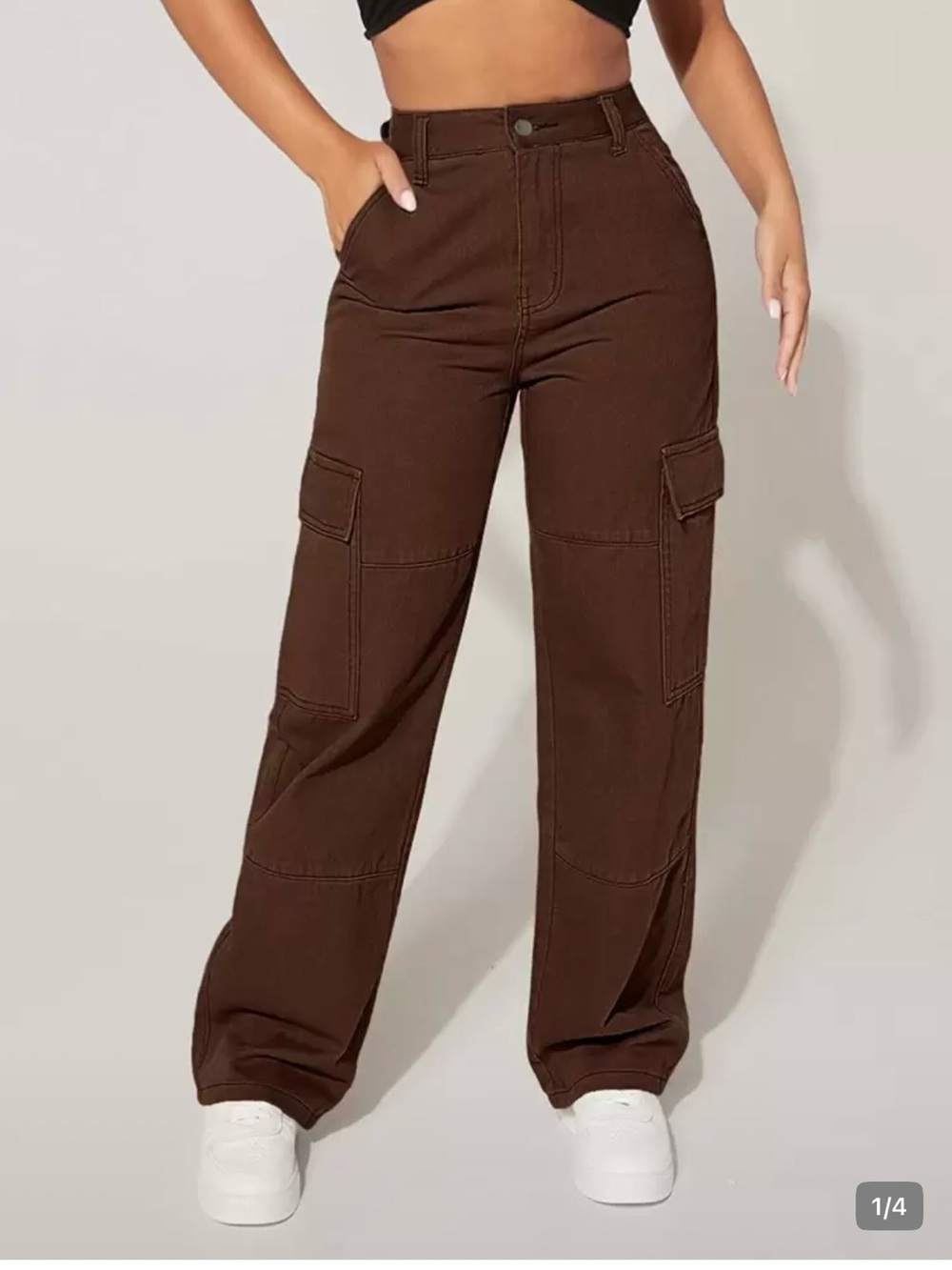 SHEIN Chocolate Brown Cargo Pants with Utility Pockets